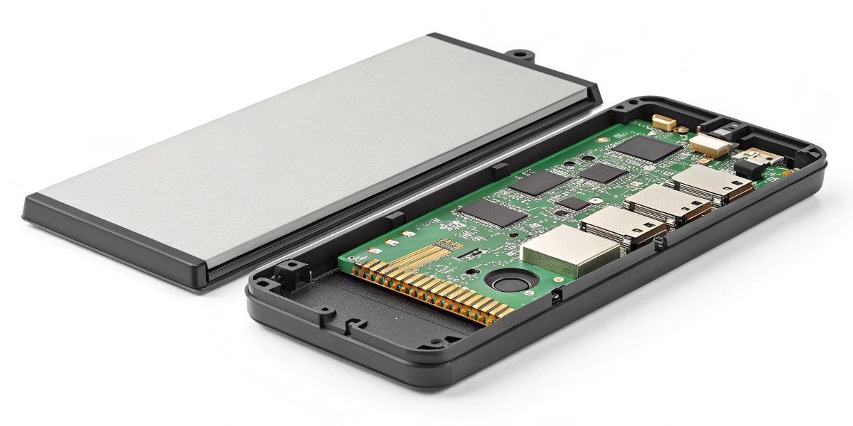 A custom lithium polymer battery with its protection circuit board visible