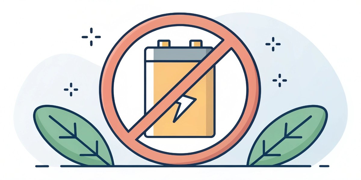 A Li-MnO₂ battery with a large "Do Not Recharge" symbol over it