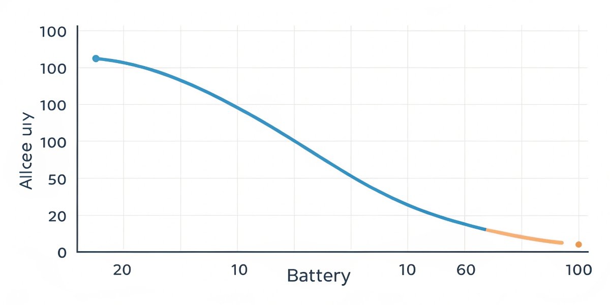 A graph showing the exceptionally flat voltage curve of a Li-MnO₂ battery over a 10-year period, compared to a rapidly declining alkaline battery