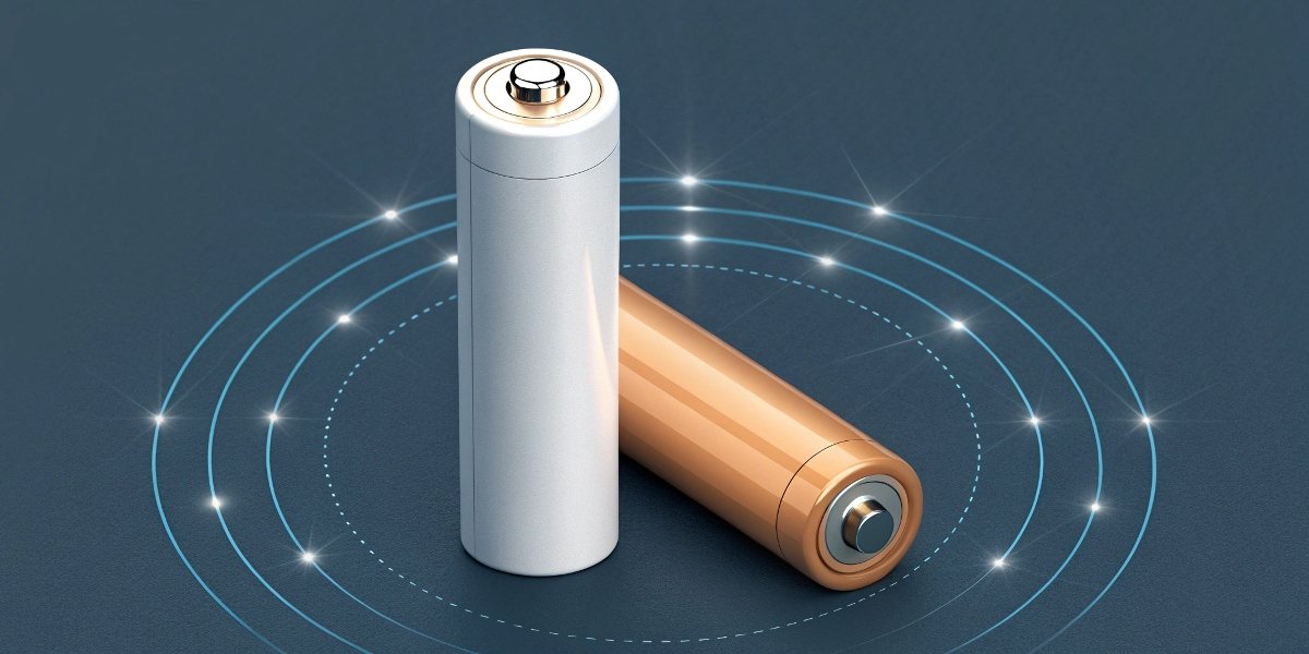 A standard AA battery alongside a [lithium battery](https://lithotop.com/product/lithium-ion-battery/)[^2], both showing similar weak and safe EMF fields