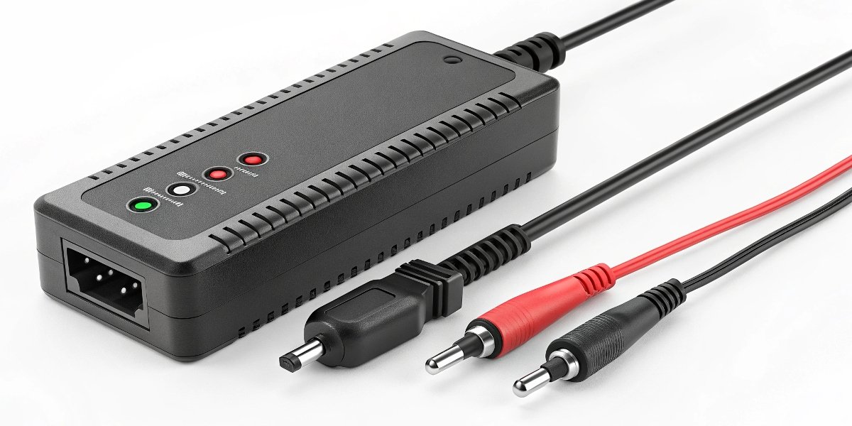 A versatile 12V smart charger with display options for AGM, Lithium, and Lead-Acid battery types