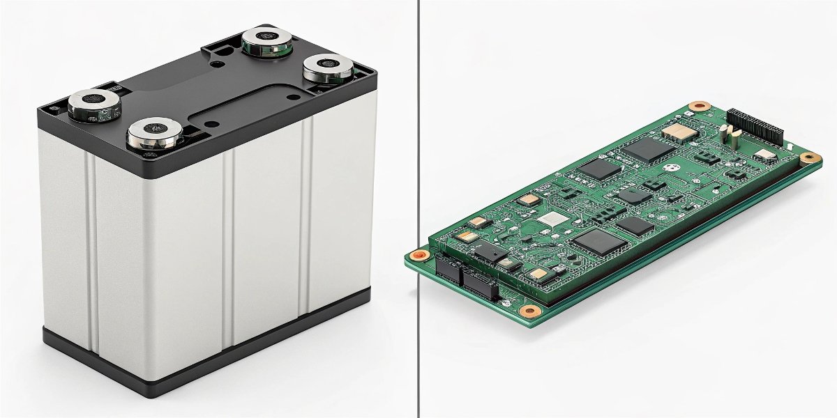 A side-by-side comparison of a simple, sealed Li-MnO₂ cell versus a complex Li-ion pack with its required [Battery Management System (BMS)](https://en.wikipedia.org/wiki/Battery_management_system)[^4] circuit board