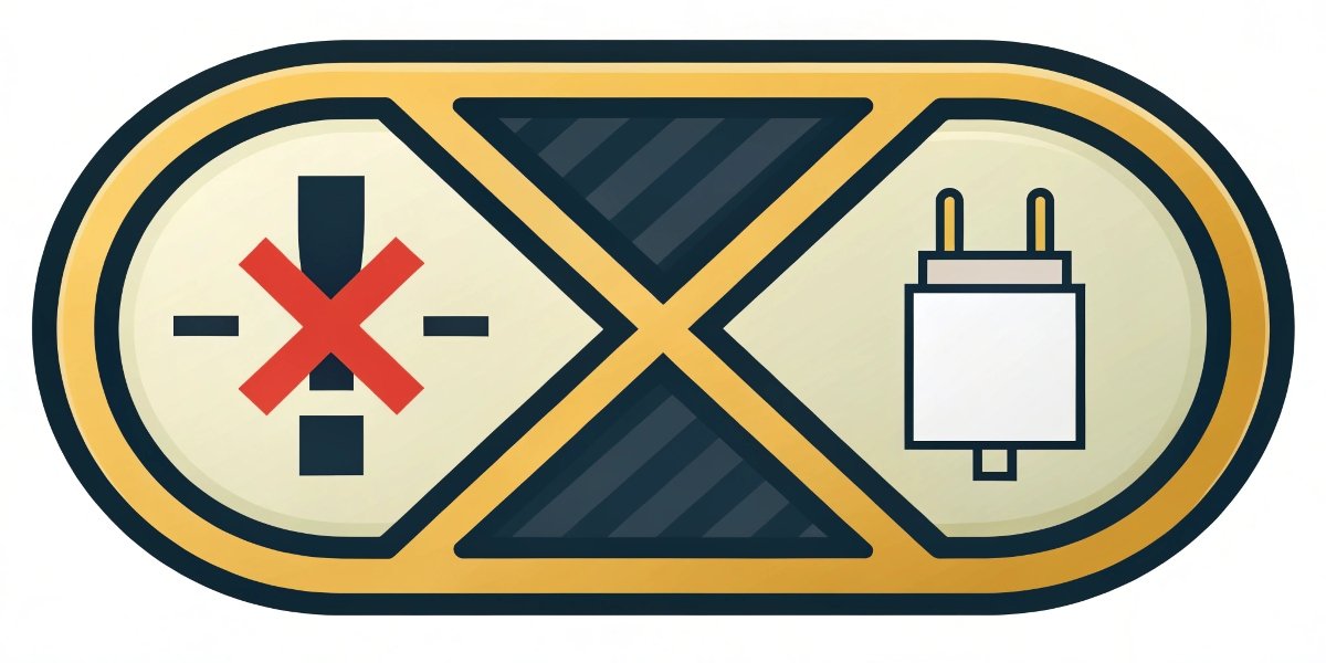 A warning symbol showing a mismatched battery and connector, highlighting non-interchangeability