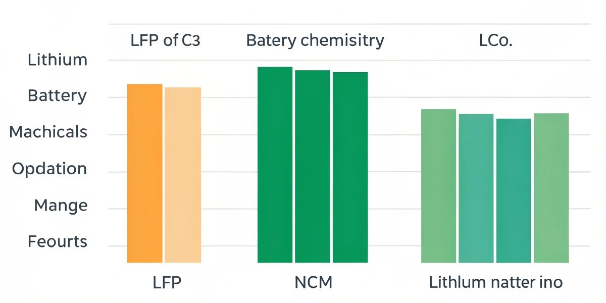 A chart comparing different types of lithium-ion battery chemistries like LFP, NCM, and LCO