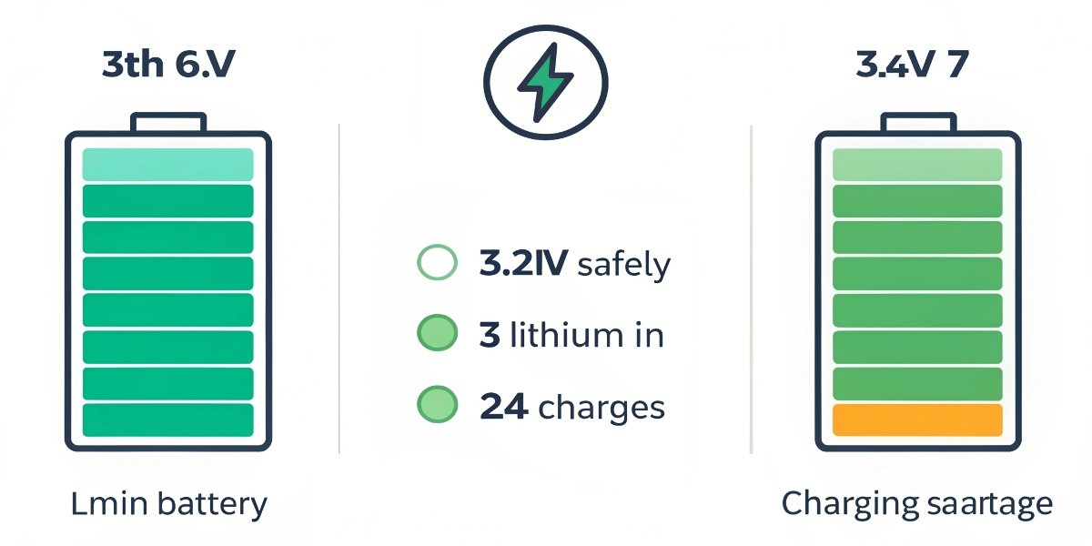 An infographic showing that both 3.6V and 3.7V Li-ion batteries are charged to a 4.2V maximum