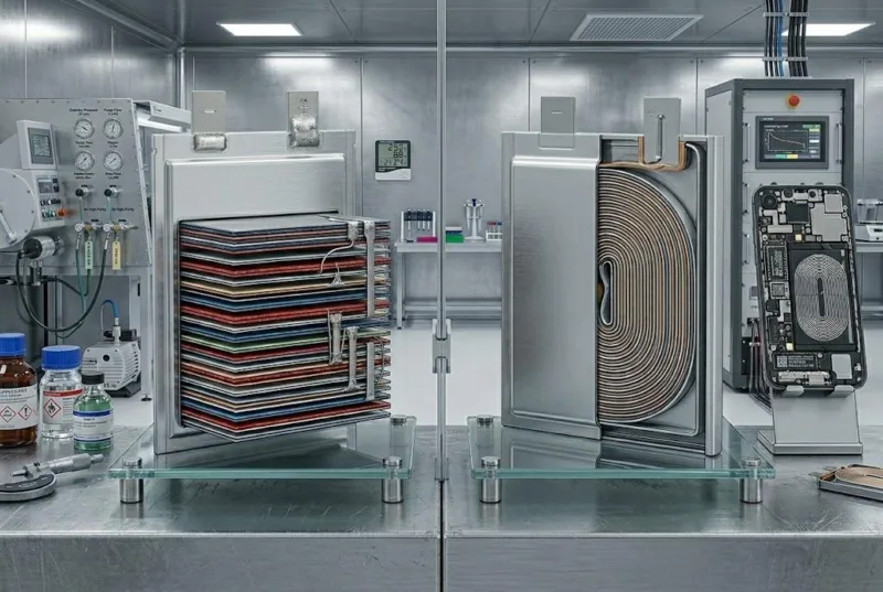 Comparison Of Stacked Electrode Vs Wound Battery Structures For Ultra Thin Electronics And Device Structural Integrity.