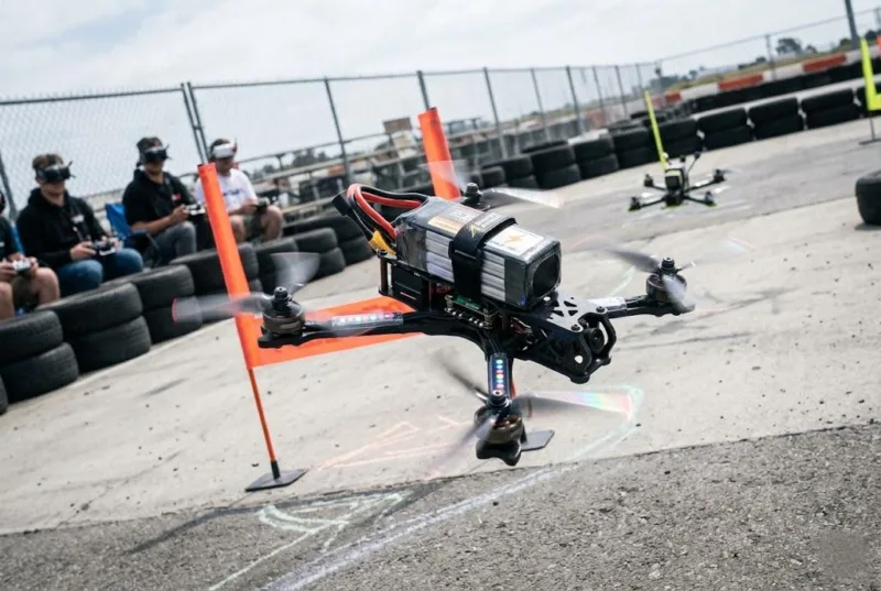 Fpv Racing Drone Powered By 100c High Discharge Battery For Extreme Burst Power And Maneuvers.