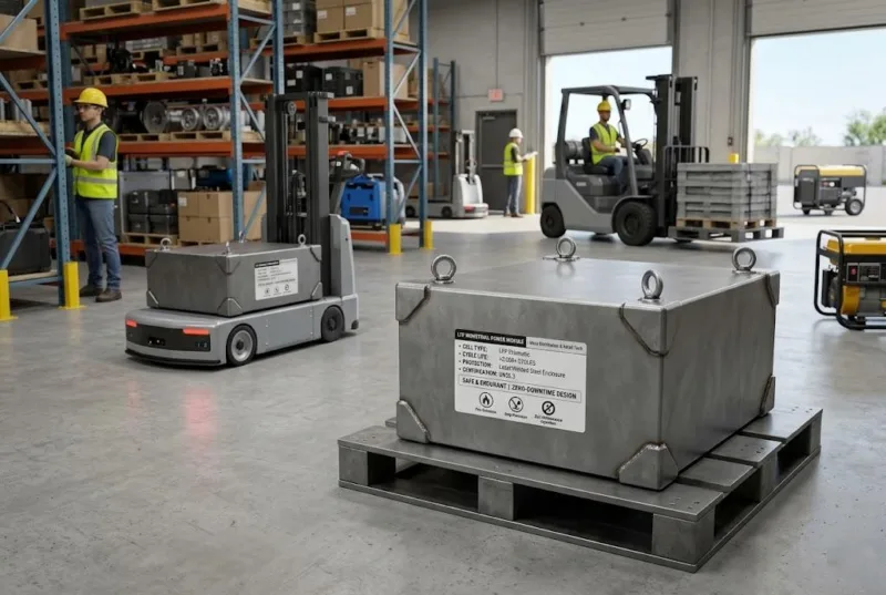 Heavy Duty Lfp Battery With Laser Welded Steel Enclosure For Warehouse Agvs And Industrial Forklifts.
