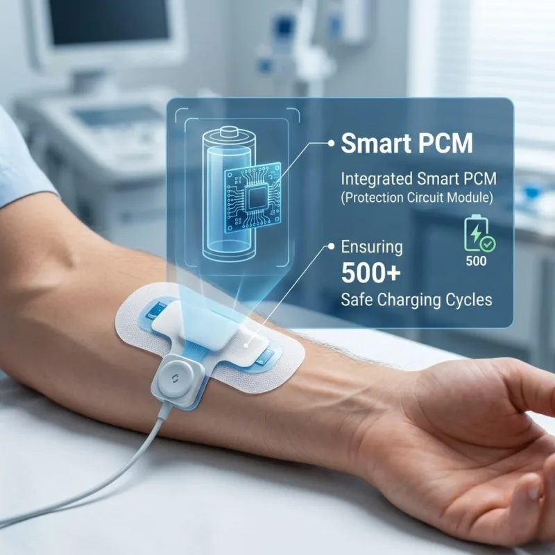 Medical Wearable Sensor With Smart Lipo Battery For Reliable Patient Monitoring.