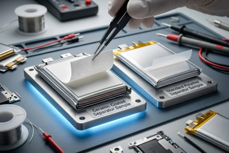 Real Lab Comparison Of Ceramic Coated Vs Standard Polymer Battery Separator Samples.