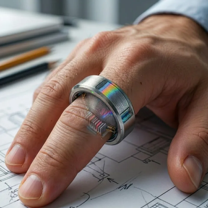 Realistic Macro Shot Of A Precision Smart Ring Featuring High Density Battery Integration And Thermal Management.