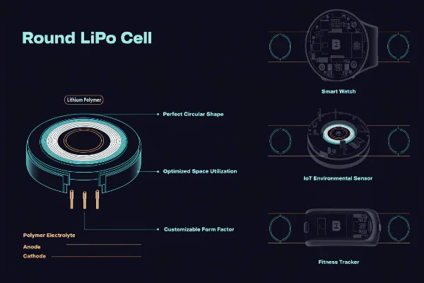 Round Lipo Battery For Smartwatch Applications