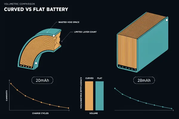 A Precise Technical Illustration Comparing Curved 