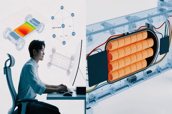 A Split Scene Engineering Visualization Showing Ea